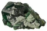 Apple-Green Cubic Fluorite Crystal Cluster with Calcite - China #163560-2